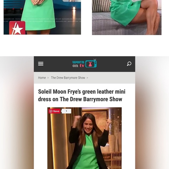 Alice + Olivia Coley Vegan Leather Crewneck Green Mini Dress - Picture 3 of 5